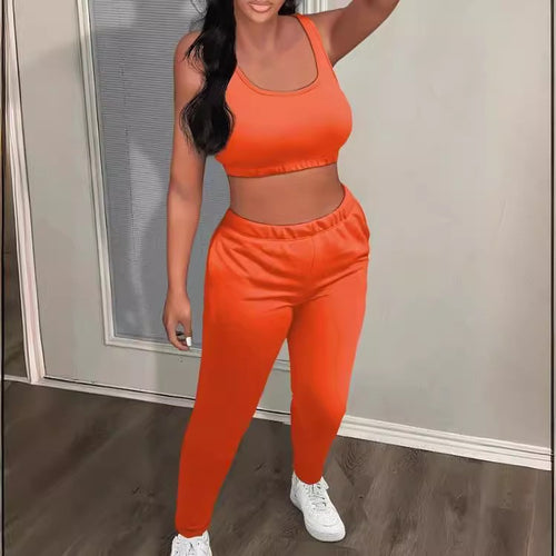 Dame Sporty To-dels Sæt med Crop Top og Leggings Stilla