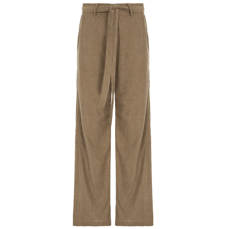 Dame loose linen pants with waist belt Skovae