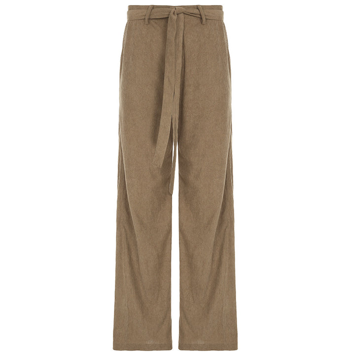 Dame loose linen pants with waist belt Skovae