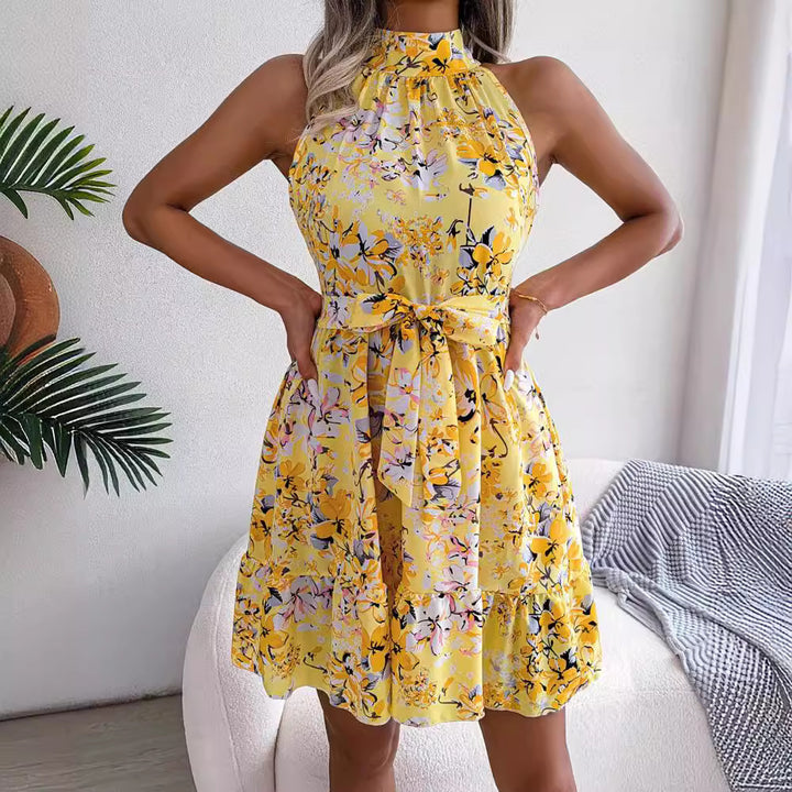 Dame Halsbånd Floral Minikjole Stilla