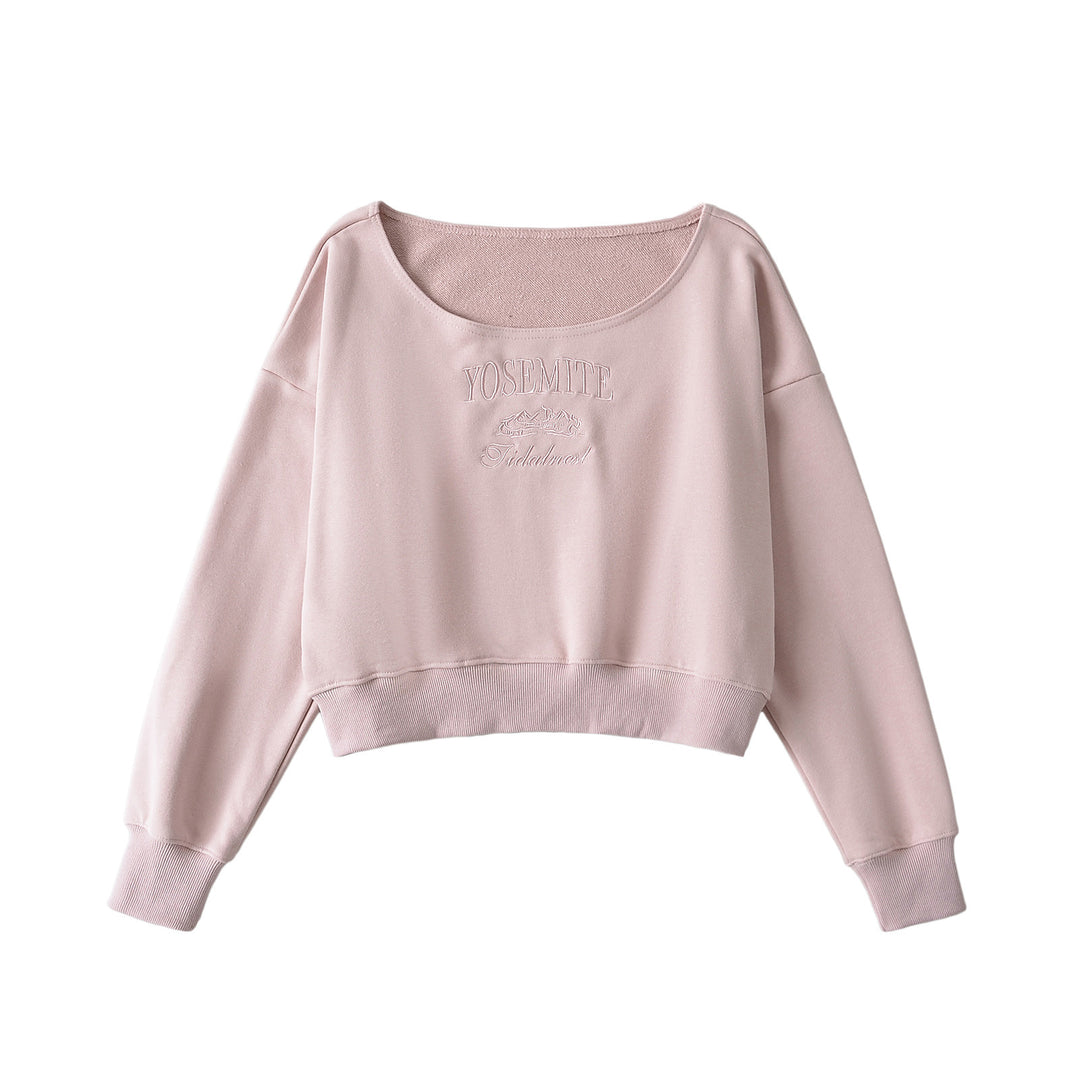 Dame cropped sweatshirt med rund halsudskæring og afslappet design Stilla