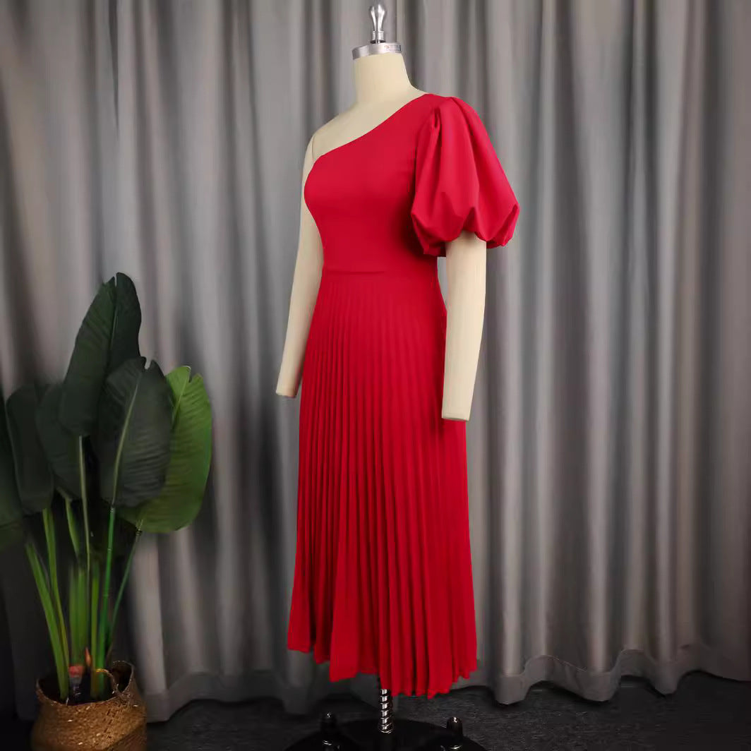 Damer Elegant asymmetrisk plisseret kjole Skovae