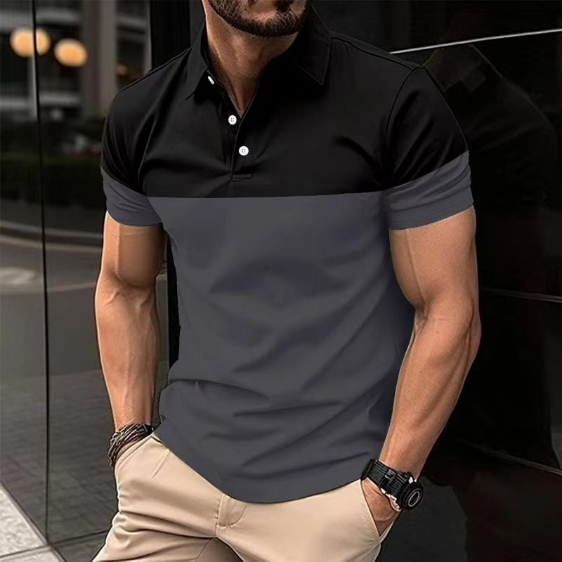 Herrer Polo-Skjorte med moderne farveblokdesign Stilla