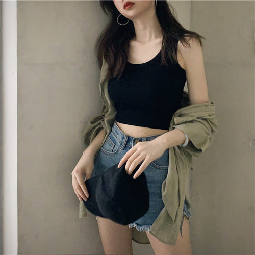 Kvinde crop top lavet af åndbar bomuld med en slim fit Skovae