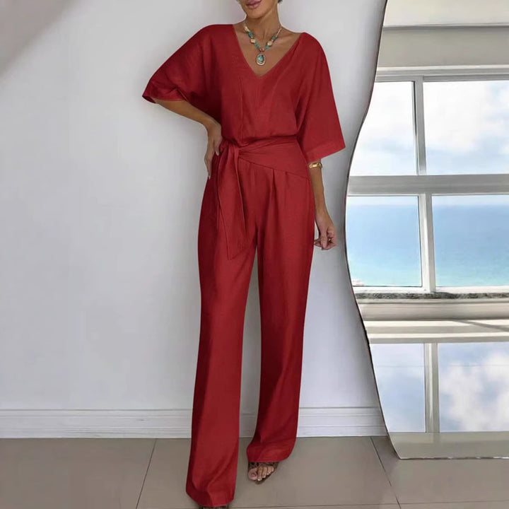 Kvinder Elegant Jumpsuit med skræddersyet snit og omslagssnor Skovae