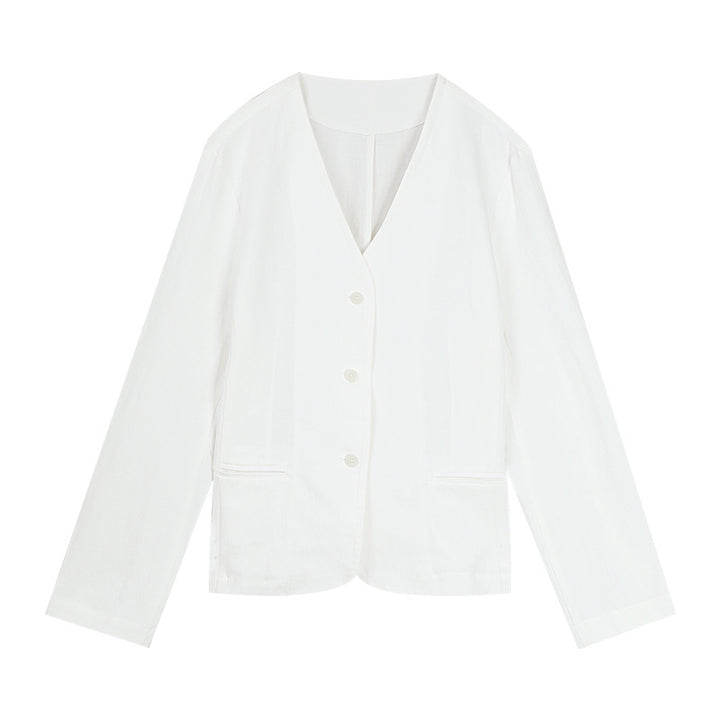Dame elegant blazerjakke med blødt stof og minimalistisk knaplukning Stilla