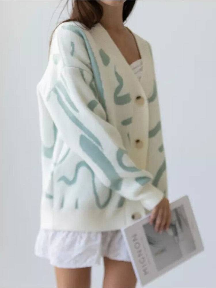 Kvinders hyggelige cardigan med elegant mønster Skovae