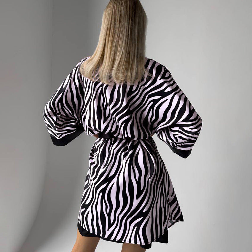 Dame luksus Kimono med Zebra-print Stilla