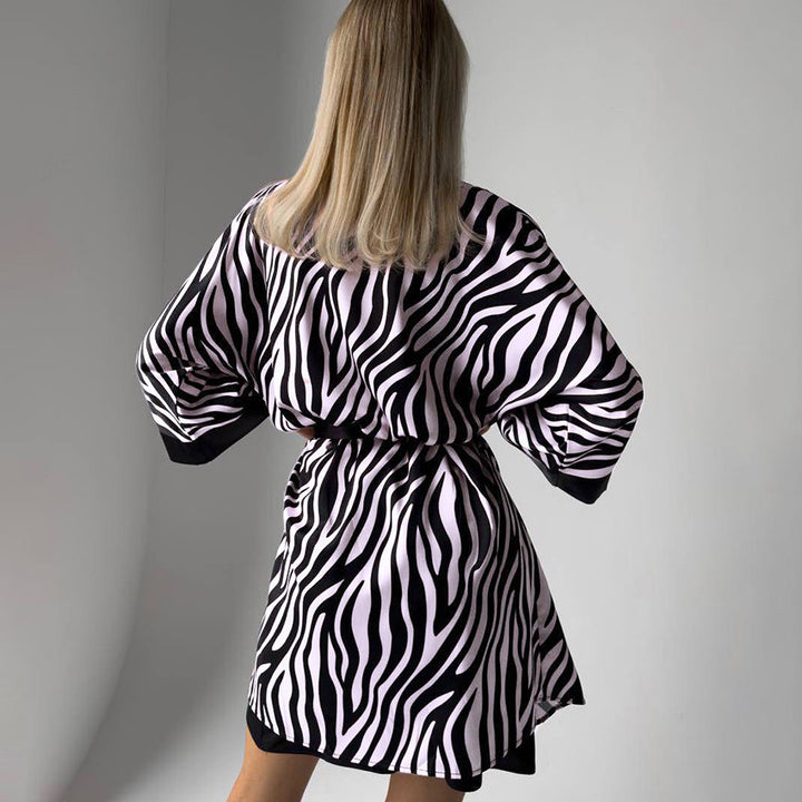 Dame luksus Kimono med Zebra-print Stilla