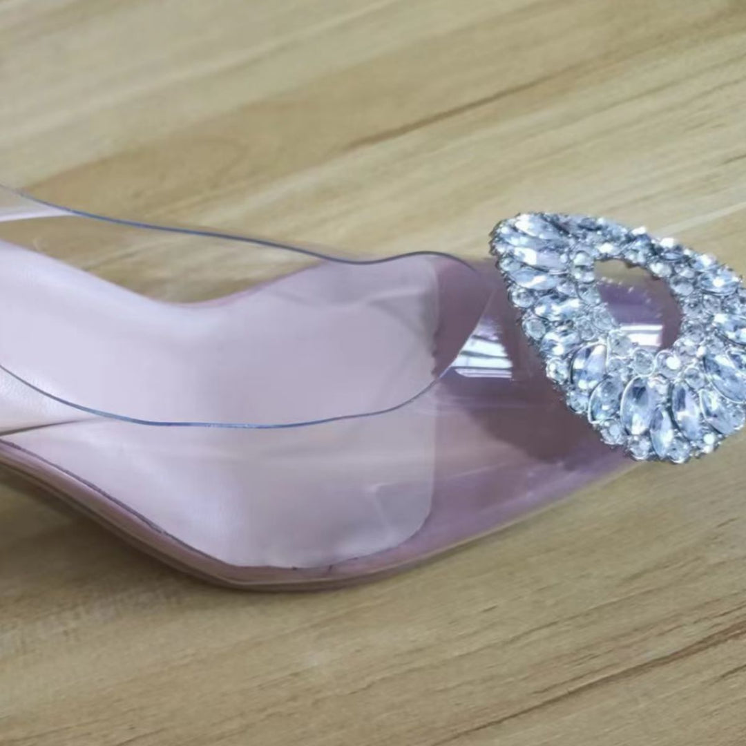 Dame Elegante Gennemsigtige Pumps med Funklende Krystalaccenter Skovae