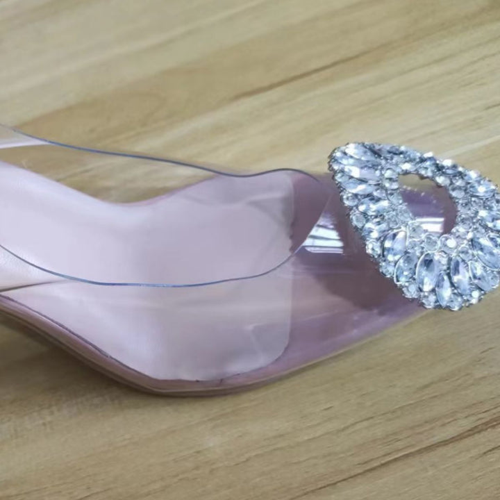 Dame Elegante Gennemsigtige Pumps med Funklende Krystalaccenter Skovae