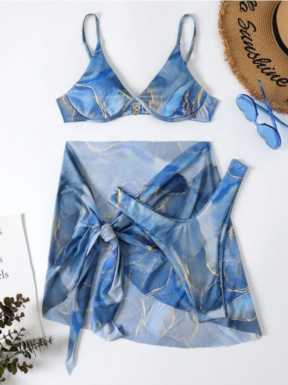 Dame Bikini-sæt med elegant indpakningsnederdel og fashionable flæse detaljer Stilla