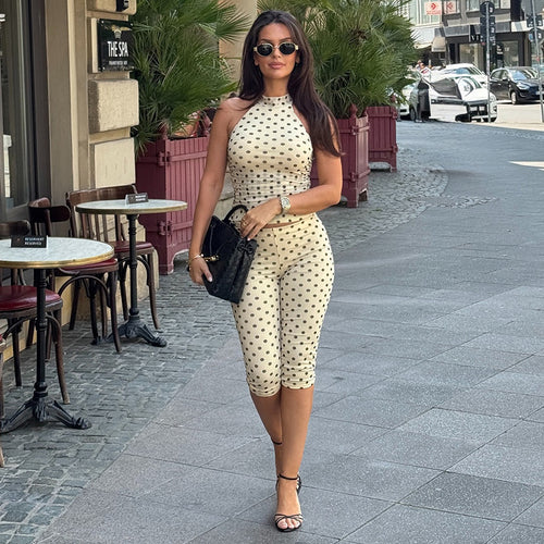 Damen Sportlicher Bodysuit mit modischem Polka-Dot-Muster Skovae