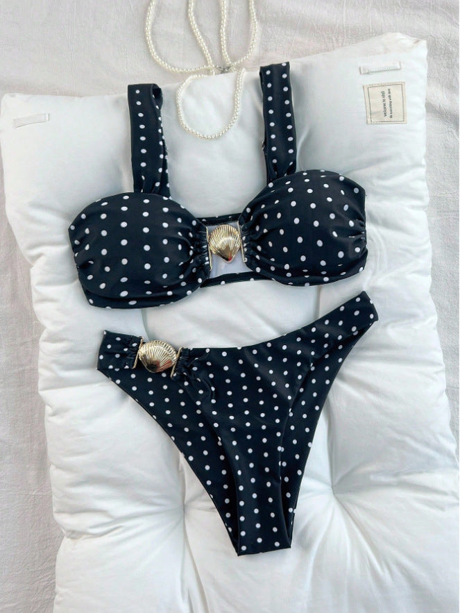 Dame Bandeau bikini sæt med musling detaljer Skovae