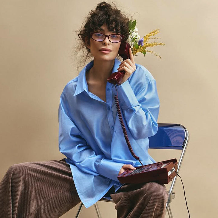 Dame Oversized Skjorte med klassisk Krave og moderne Snit Stilla