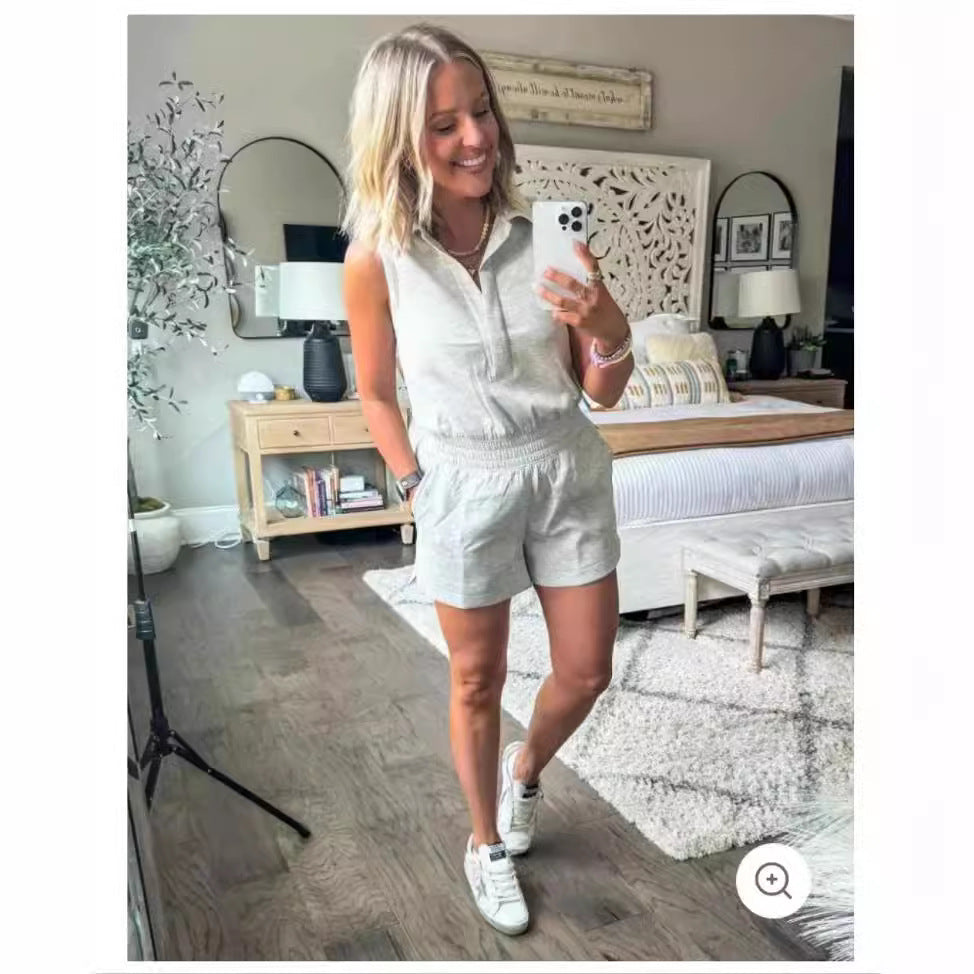 Dame jumpsuit med lynlås og lommer Stilla