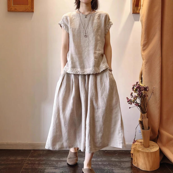 Femme Elegante Linned To-delt Sæt Stilla