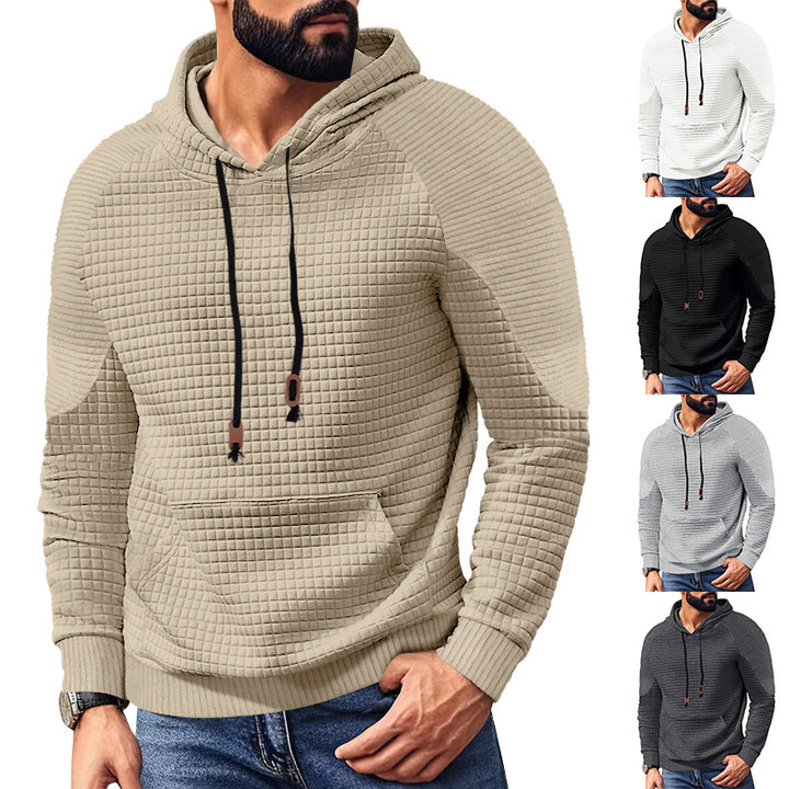 Herrer nan hoodie med kvadratisk struktur, raglanærmer og kængurulomme Skovae
