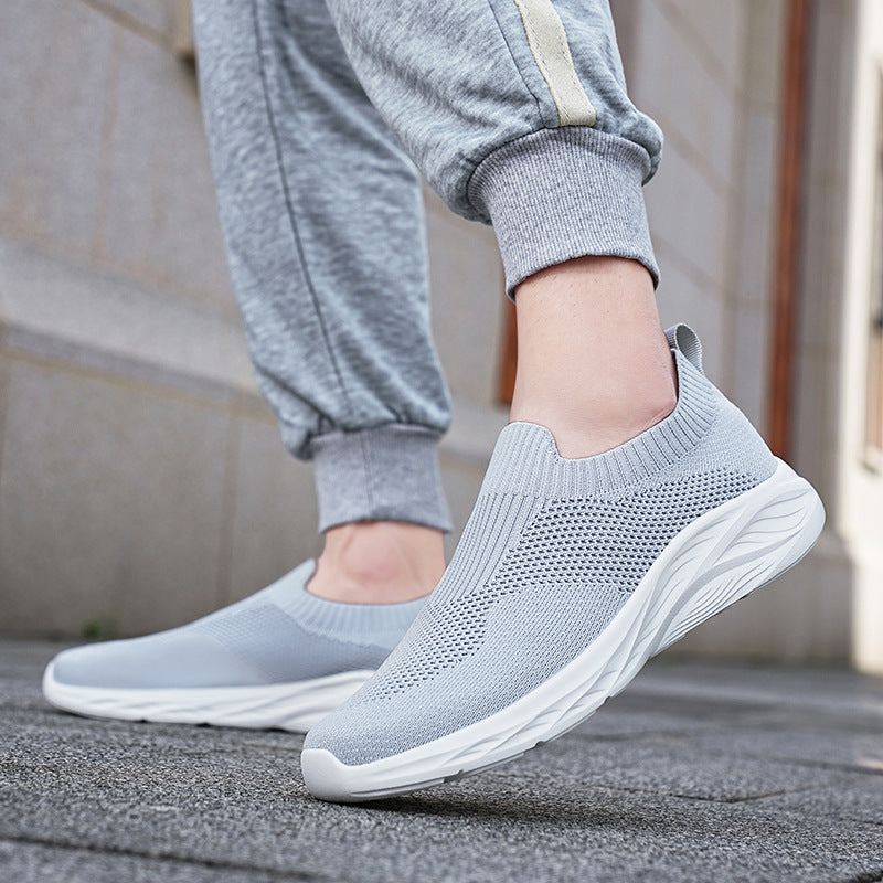 Unisex nan elastisk strik-sneakersko med ergonomisk dæmpningssål og hælsløjfe Skovae