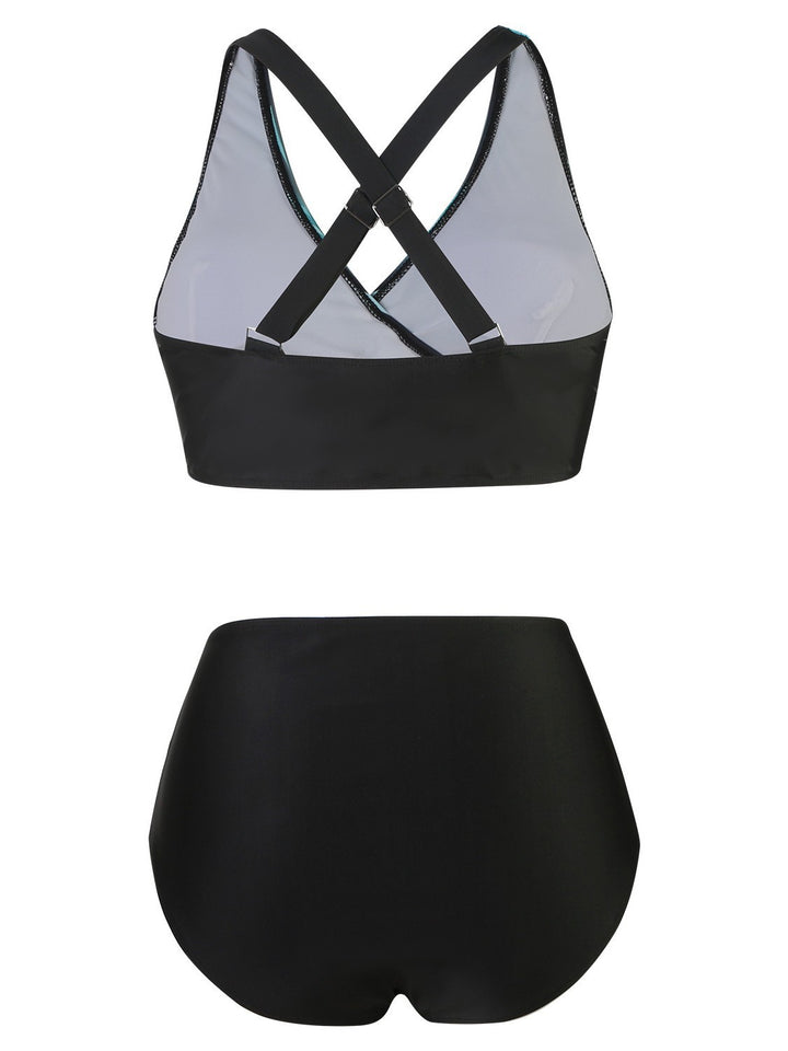 Dame High-Waist Bikini-Sæt med moderigtigt indpakningsdesign Skovae