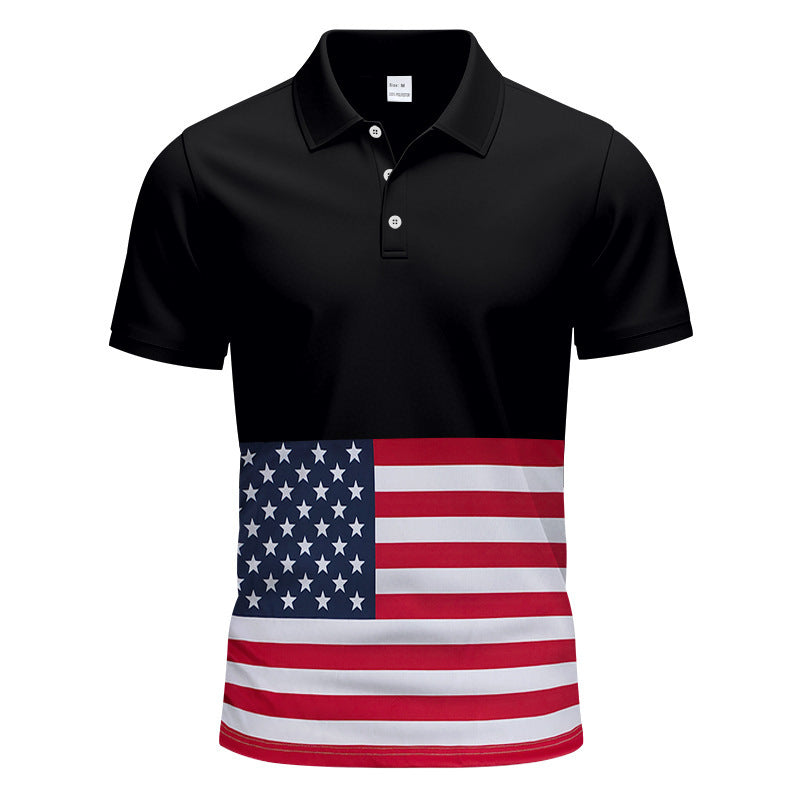 Herrer polo shirt med patriotisk flagmønster og åndbart materiale Stilla