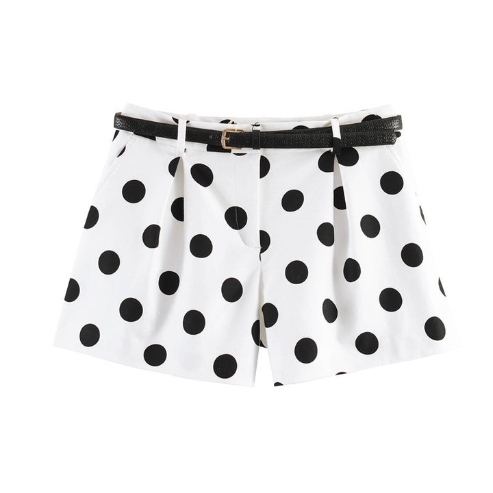 Dame elegant polka-dot shorts med bælte Skovae