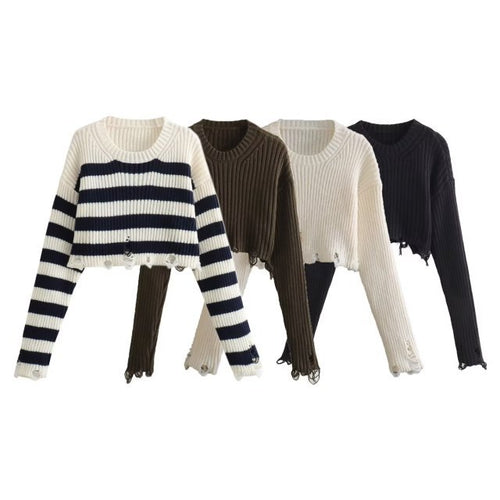 Femme Korte Stribet Pull Stilla
