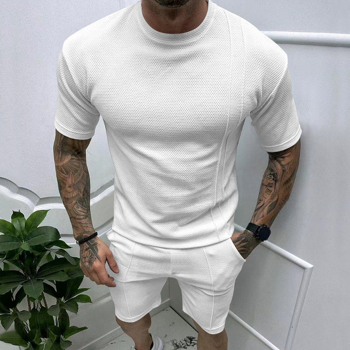 Herrer Sporty kortærmet sæt i åndbart materiale med struktureret design Stilla