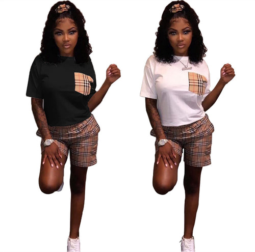 Dame Urban fritids-sæt med ternet mønster og stilfuld T-shirt Stilla