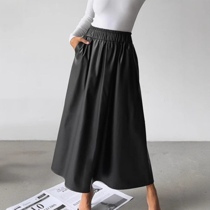 Dame Elegant Maxiskørt med elastisk talje og praktiske lommer Stilla