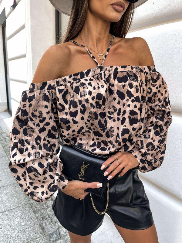 Dame Off-Shoulder Leopardmønster Bluse Stilla