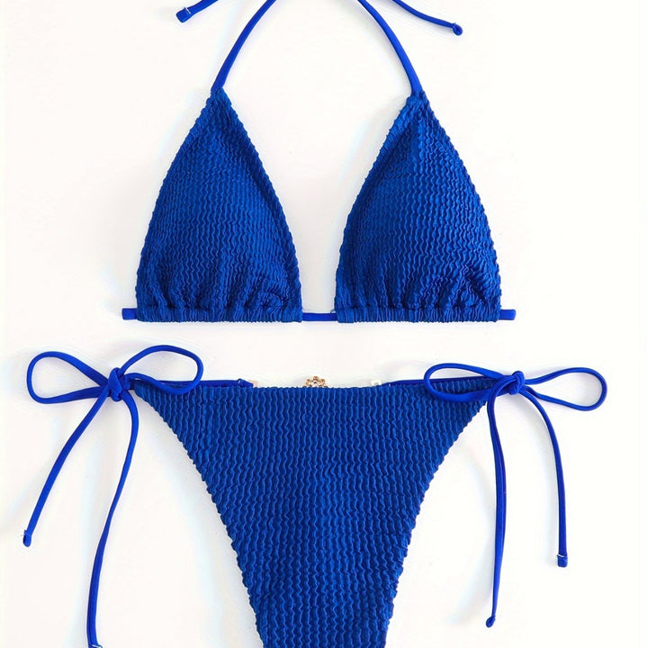 Dame Triangle-Bikini-Sæt med justerbare bindebånd Skovae
