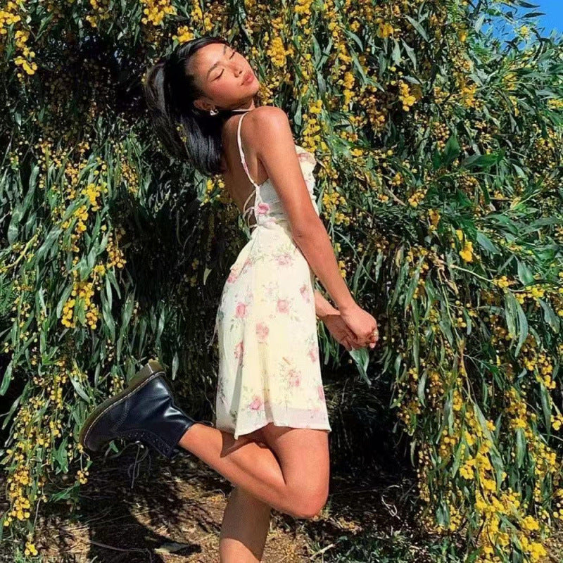 Kvinder Floral-Print Sommer Slip Kjole Stilla
