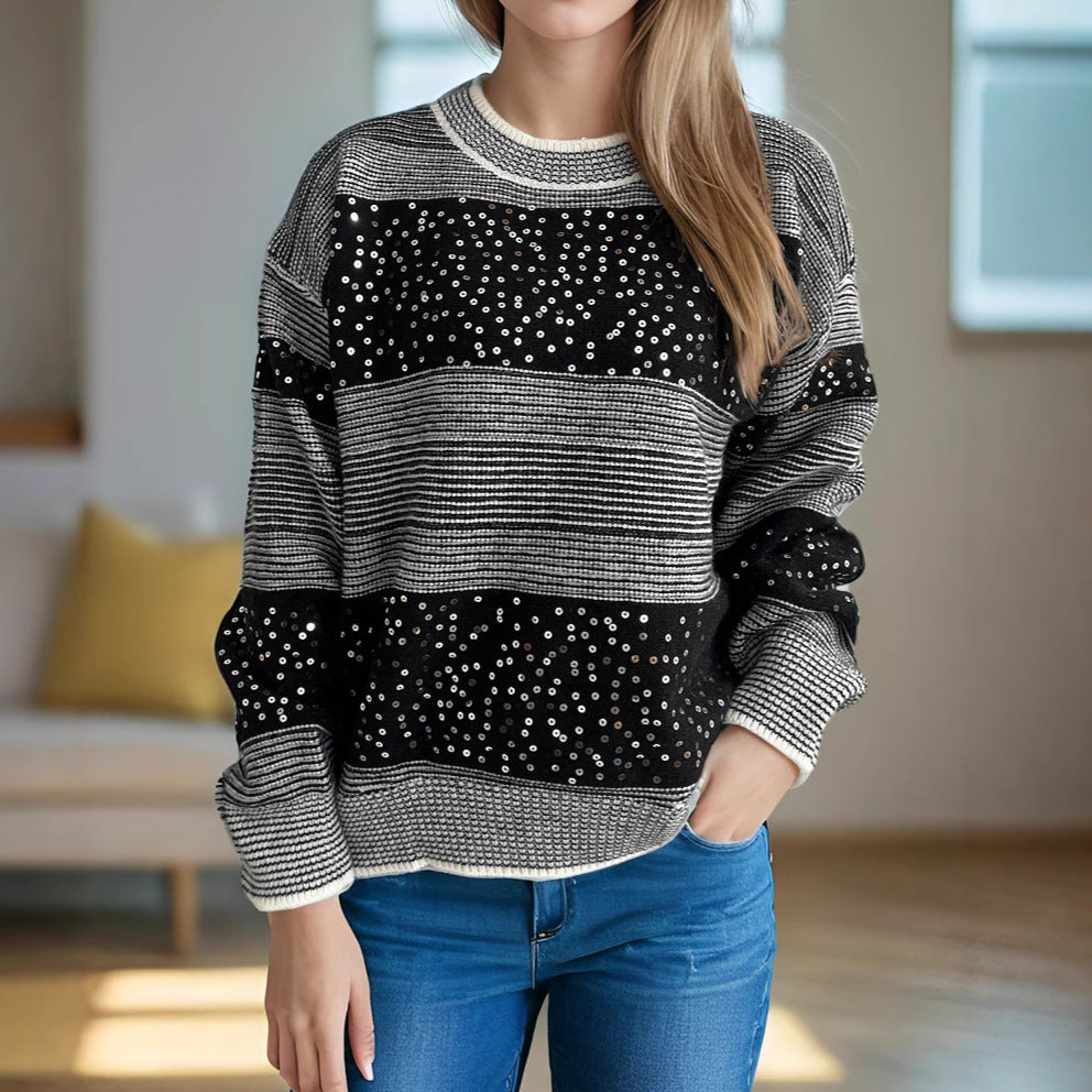 Dame mode sweatshirt med glitrende pailletten applikationer Stilla
