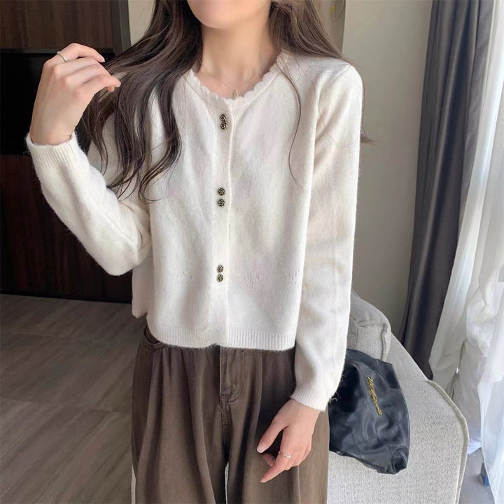 Kvinder Elegant Cardigan med Knap Detaljering Stilla