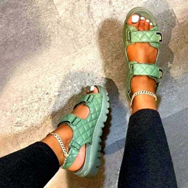 Dame fashionable komfortable velours-sandaler med justerbare spænder Stilla
