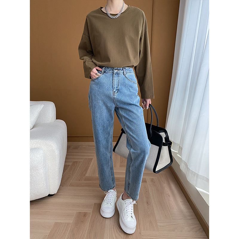 Kvindernes højtaljede jeans med cropped pasform Stilla