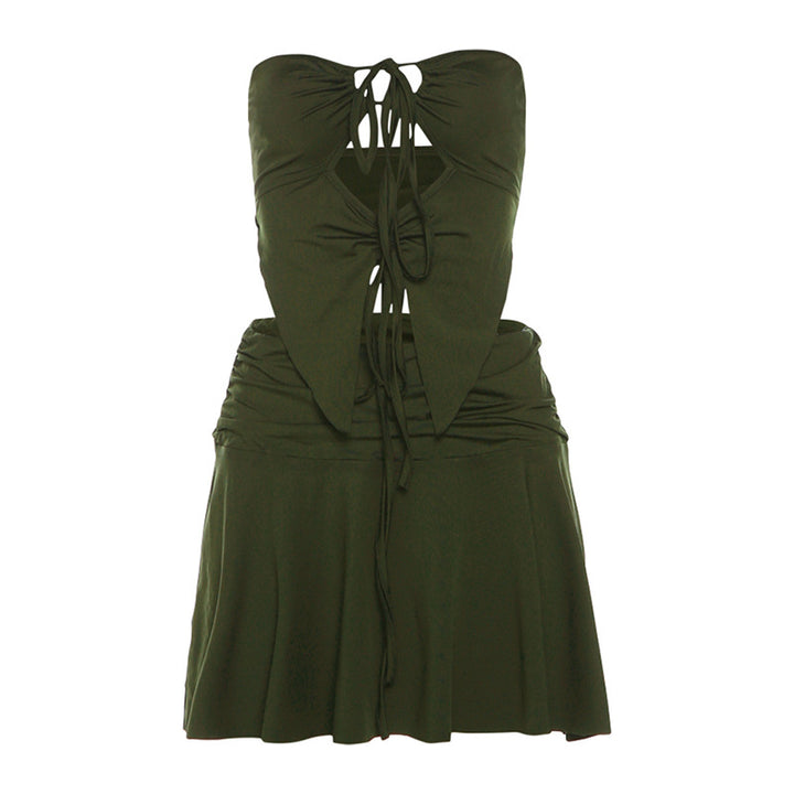 Dame sommerligt wrap kjole med moderigtige cut-outs og rynket design Skovae