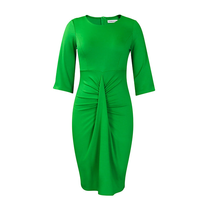 Dame Raffineret Midikjole med Drapering og elegante Ærmer Stilla