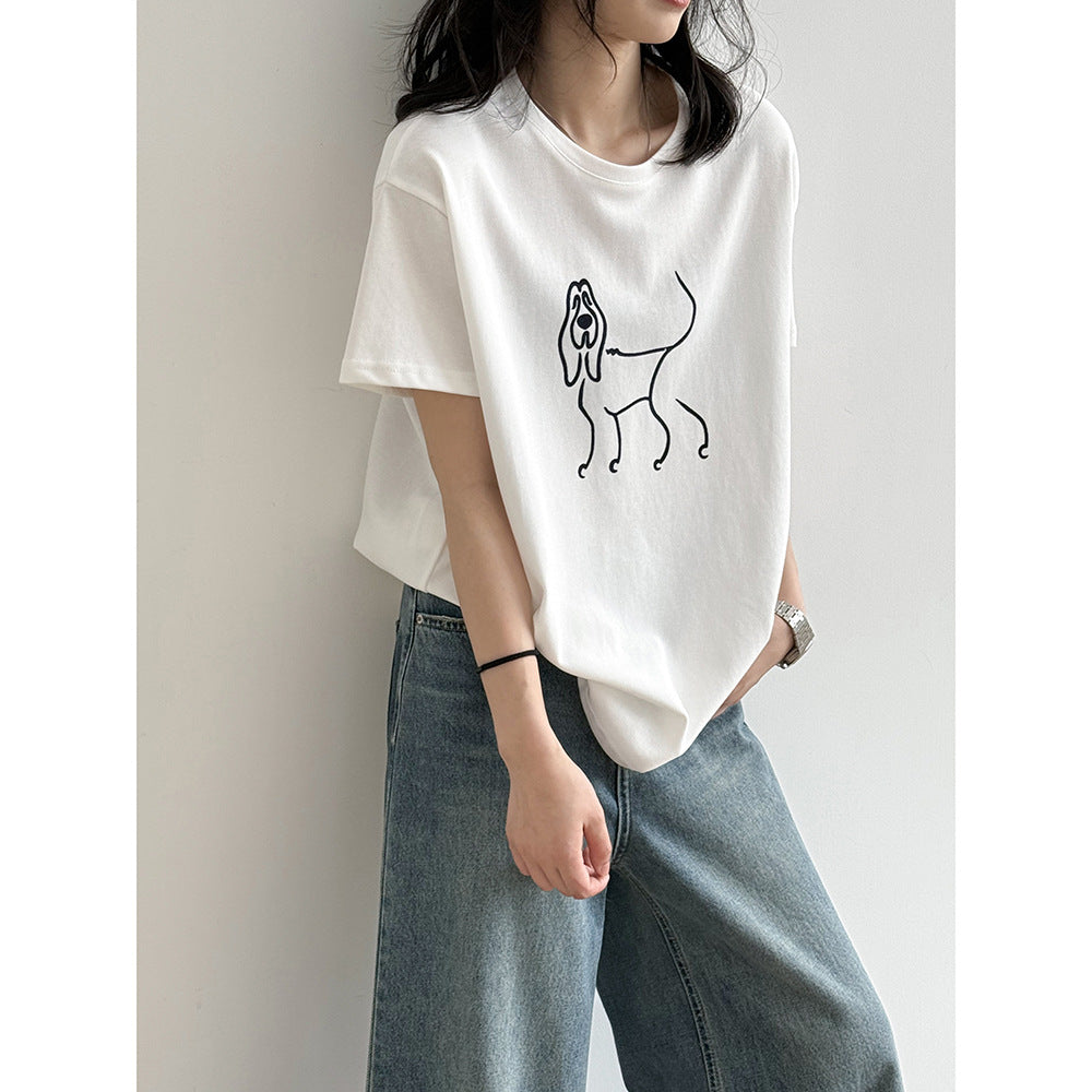 Dame T-shirt med unikt dyreprint Stilla