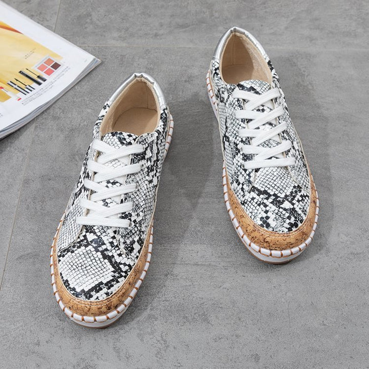 Damer Mode Sneakers i Slangeskindsdesign med Korksål Stilla