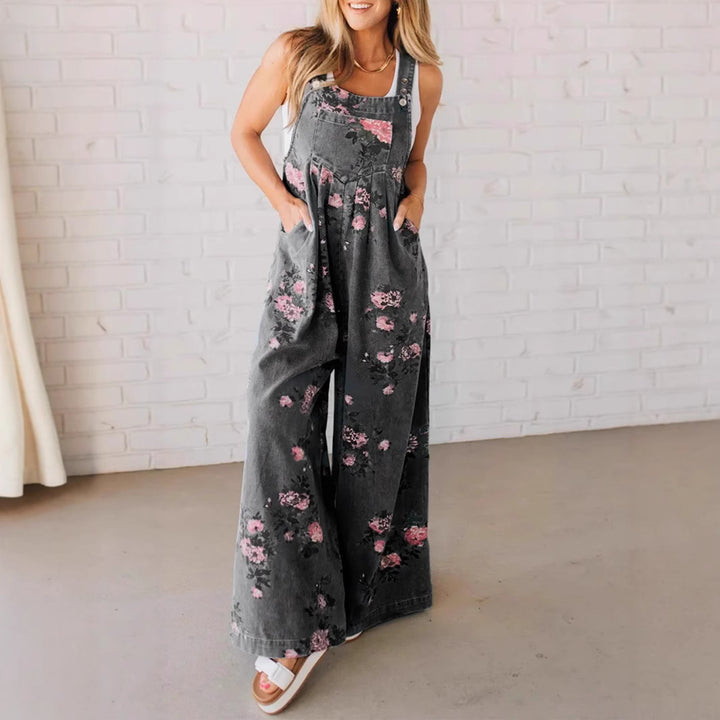 Dame blomster mønster maxi seler bukser Stilla