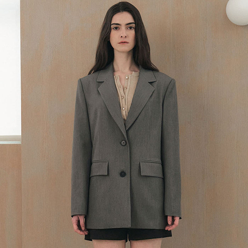 Dame Elegant Oversized Blazer med struktureret stof og klassiske knapdetaljer Stilla