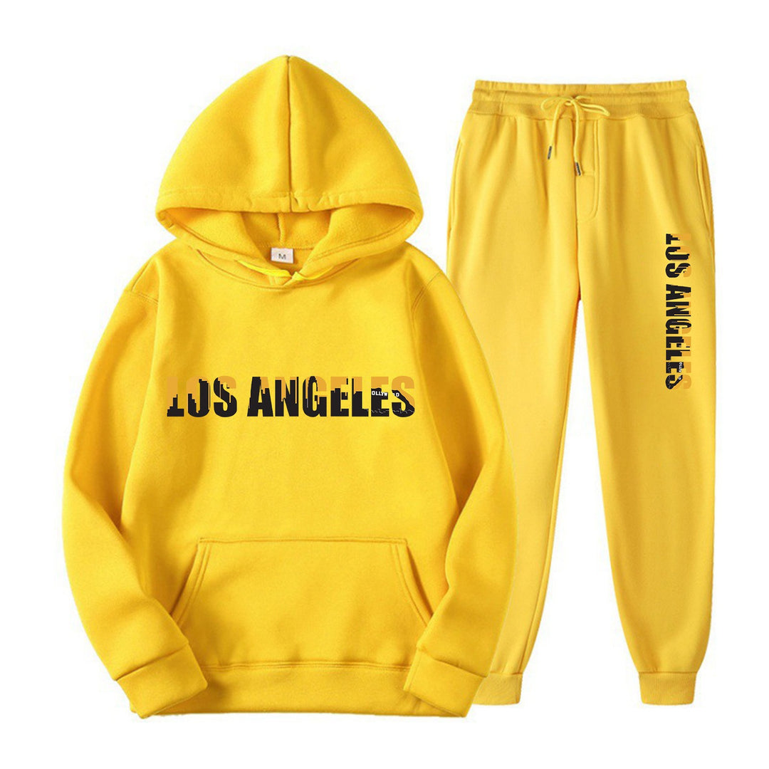 Kvinders fritids hoodie og joggingbukser sæt med casual Los Angeles skrifttype Skovae
