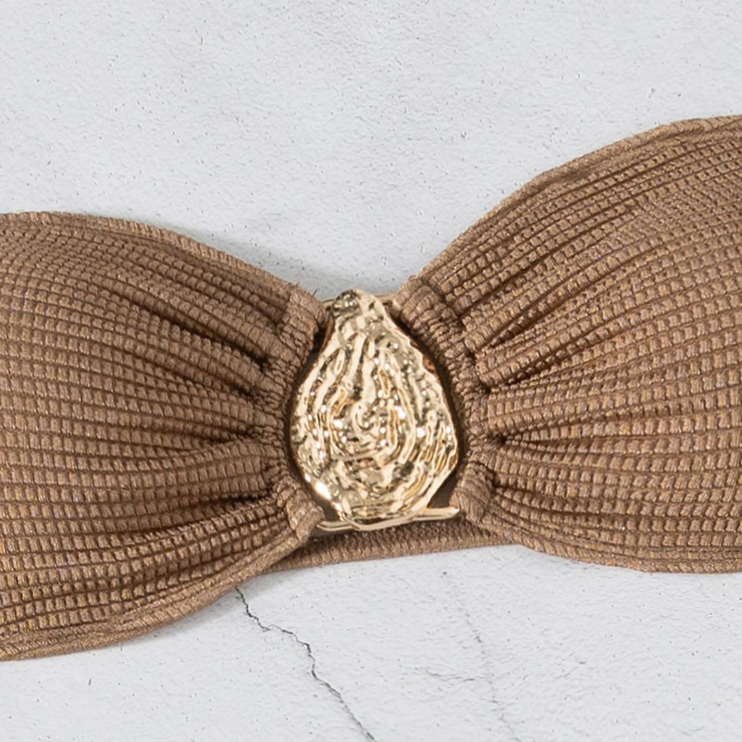 Dame bandeau bikini sæt med flot foldedetalje Skovae