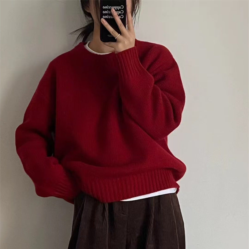 Kvinders hyggelige oversized sweater med rund halsudskæring og velkendt striktekstur Stilla