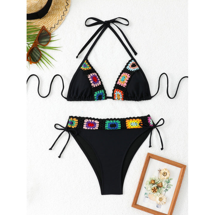 Dame Farverigt broderet bikini med høj talje Stilla
