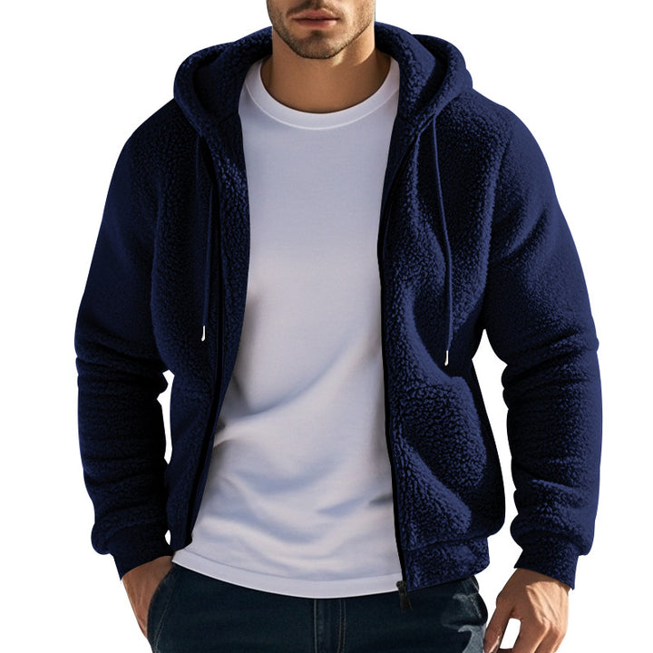 Herre fleece-hoodie med sidelås og kvalitetsmateriale Stilla