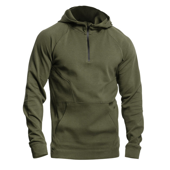 Herrer sports sweatshirts med halv lynlås og kængurulomme Stilla