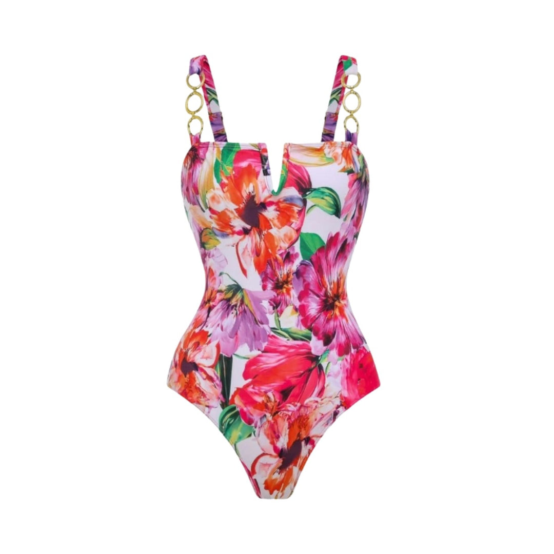 Dame elegant badeanstalt med floral indpakningsskørt Skovae